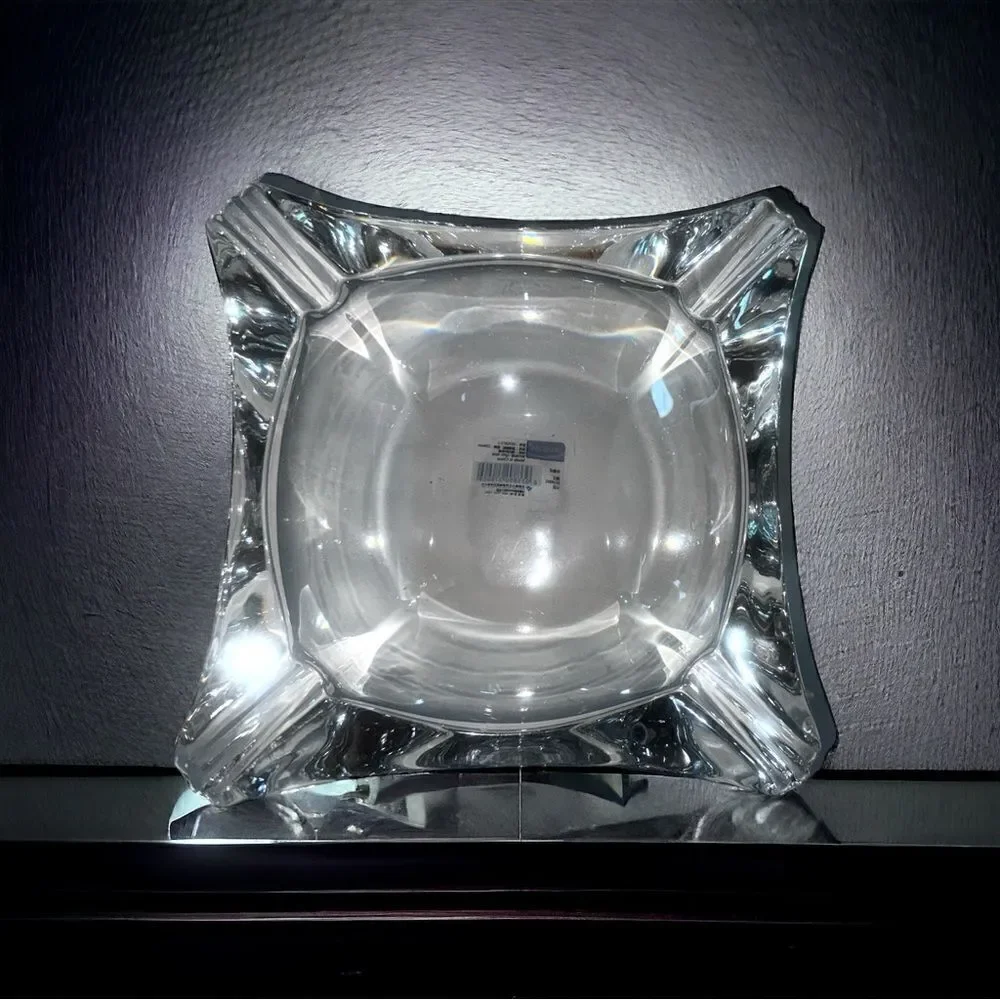 Deluxe Clear Glass Ashtray l Square 4x4 l NIB
